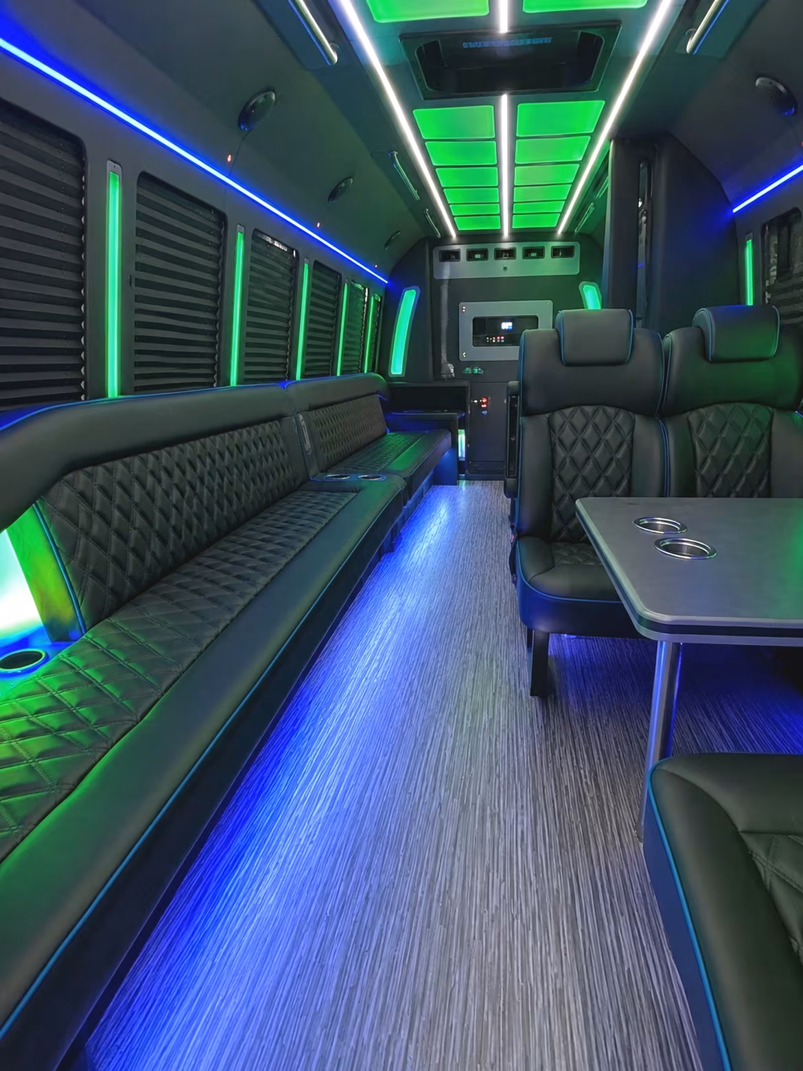 Minneapolis Birthday, Sweet 16, & Quinceañera Transportation party bus interior