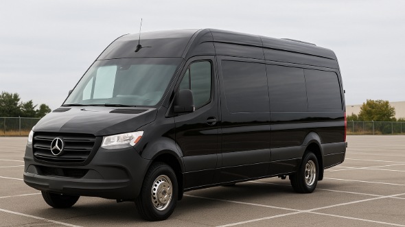 Exterior of Charter Bus Company Blaine's 14 Passenger Sprinter Limousine in Blaine