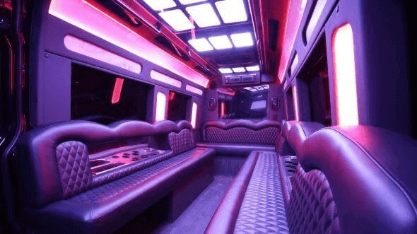 Interior of Minneapolis Party Bus Company's 14 Passenger Sprinter Limousine in Minneapolis