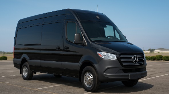 Exterior of Charter Bus Company St. Paul's 14 Passenger Sprinter Limousine in St. Paul