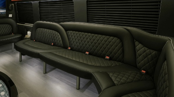 Interior of Charter Bus Company Plymouth's 18 Passenger Party Bus in Plymouth