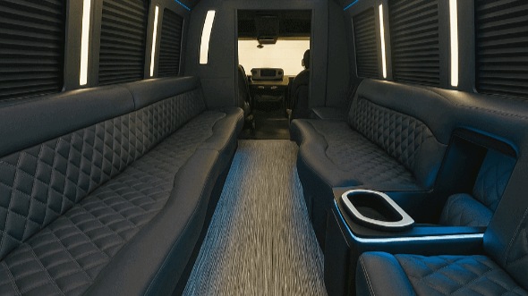 Interior of Charter Bus Company Brooklyn Park's 20 Passenger Party Bus in Brooklyn Park