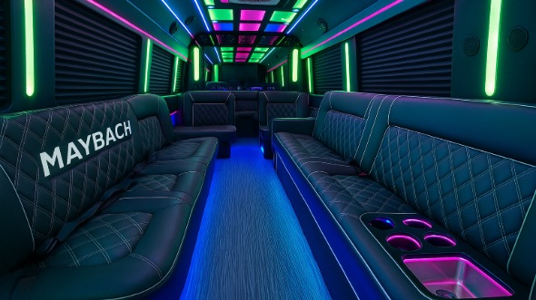 Interior of Charter Bus Company Blaine's 25 Passenger Party Bus in Blaine