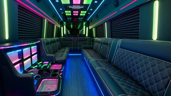minneapolis 50 passenger party bus inside